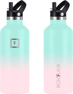 IRON °FLASK Camping & Hiking Hydration Canteens - 3 Lids (Narrow Straw Lid) Leak Proof Vacuum Insulated Stainless Steel - Hot & Cold Double Walled Sports Water Bottle - Bubble Gum, 32 Oz