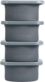 PLUS 1000ml Pizza Dough Proofing Boxes for DIY Artisan Pizza, Food Grade Silicone Stackable Containers with Lids, Sturdy Reinforced Steel. Freezer, Fridge, Dishwasher Safe (4Space Grey Plus)