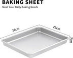 2-PACK Toaster Oven Pans for Baking,Shinsin 9X11 Non-stick Baking Trays, 57% Thicker Cookie Sheet Pans Set, Dishwasher Safe and Heavy Duty Small Replacement Trays for Toaster Cven (Silver)