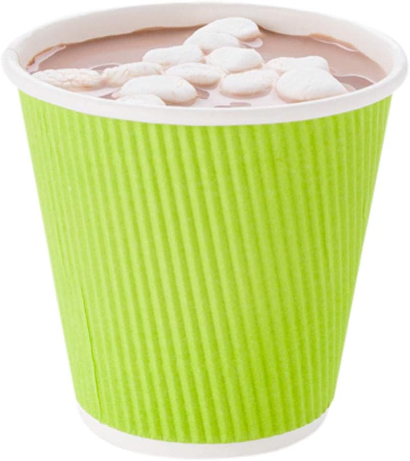 Restaurantware 8 Ounce Double Wall Disposable Coffee Cups, 500 Insulated Light Green Paper Tumblers, Ripple Wall Design, Lids Sold Separately for Hot Drinks like Tea, Hot Chocolate, and More