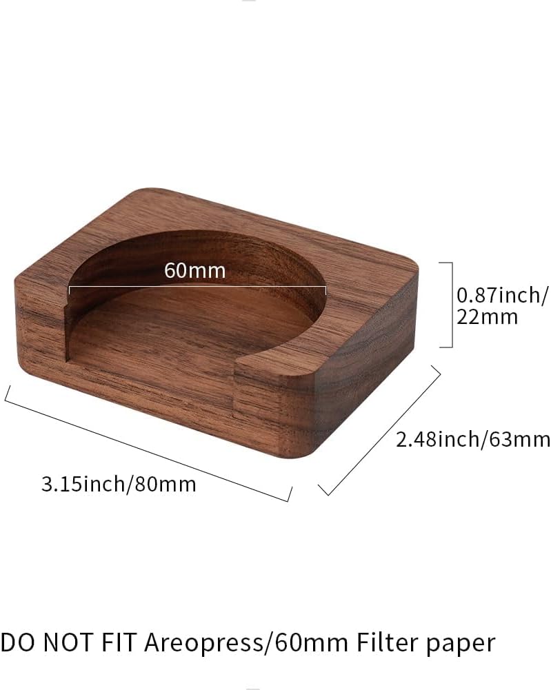 watchget Espresso Paper Filter Holder Coffee Filter Storage Container Coffee Filter Dispenser Compatible with 51mm/53mm/54mm/58mm Round Disposable Puck Screen Paper Filters, Wood