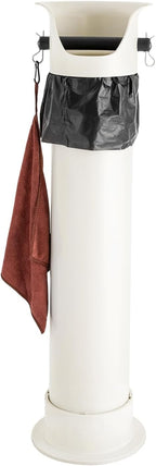 Espresso Coffee Knock Box, Commercial Knock Box for Espresso Coffee Grounds, Floor Standing Coffee Knock Box with 30pcs Garbage Bags and Towel (White)