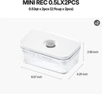 VAKUEN Premium Airtight Food Storage Containers, Mini Rectangular 2pc/set(0.53qt), Smart One-Click Seal Lid, No Hinges, 100% Leak Proof, BPA-FREE, Dishwasher, Freezer & Microwave Safe
