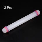 HARFINGTON 2pcs Fondant Rolling Pin 9 Inch x 0.98 Inch Adjustable Guide Rings Non-Stick PP Plastic Fondant Roller Dough Roller Kitchen Decorating Tools for Cookie Pastry Pizza Clay
