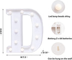 Foaky LED Letter Lights Sign Marquee Light Up Letters Sign for Night Light Wedding/Birthday Party Battery Powered Christmas Lamp Home Bar Decoration(D)