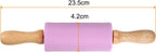 HARFINGTON Silicone Rolling Pins for Baking 9.25 Inch Non-Stick Silicone Surface Wooden Handle Rolling Pin Small Roller Playdough Rolling Pins for Fondant Kitchen Dough Pizza, Purple