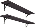 DINZI LVJ Long Wall Shelves, 39.4Inch Wall Mounted Shelves Set of 2, Extra Large Wall Storage Ledges with Sturdy Metal Brackets for Living Room, Bathroom, Bedroom, Kitchen, Espresso