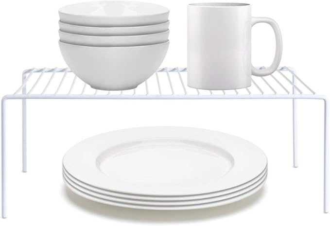 Redrubbit Large (15.7 x 9. 4 Inch) Cabinet Storage Shelf Rack, Rustproof Kitchen Counter and Cabinet Shelf, Storage Rack Organizer for Kitchen, Fridge, Cabinet, Bathroom, Set of 4