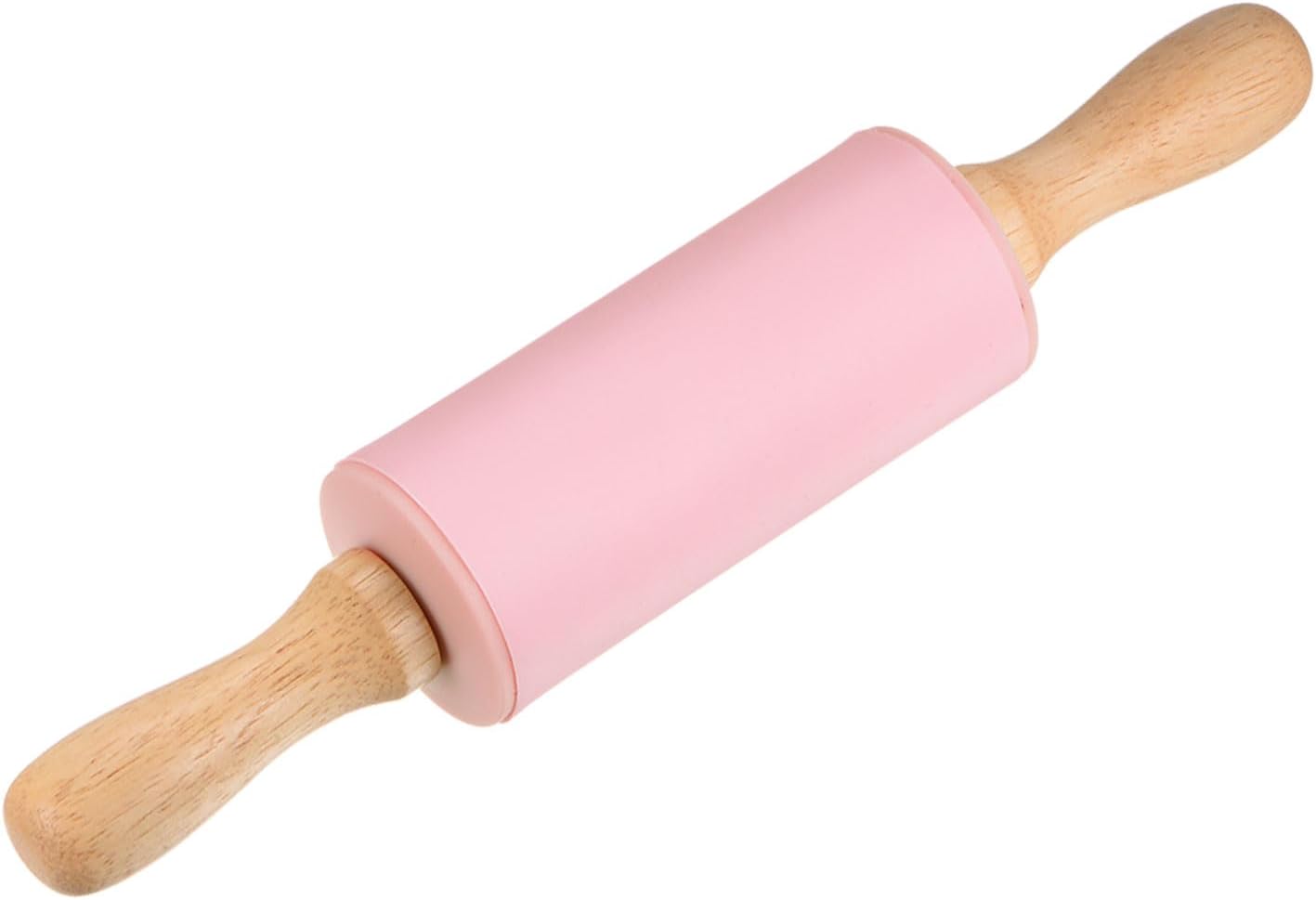 HARFINGTON Silicone Rolling Pins for Baking 9 Inch Wooden Handle Non Stick Rolling Pin Small Roller Playdough Rolling Pins for Dough Pizza Pastry Fondant Kitchen, Pink