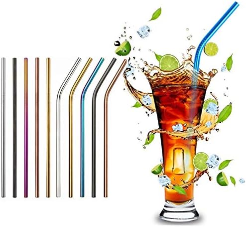 Reusable Metal Straws 50Pack.Ultra Long 10.5”Gold Color Stainless Steel Drinking Straws in Bulk For Wholesale.265x6mm Straight Curved Straws for 20/30oz Tumblers Yeti (50pcs all bent Gold-10.5")