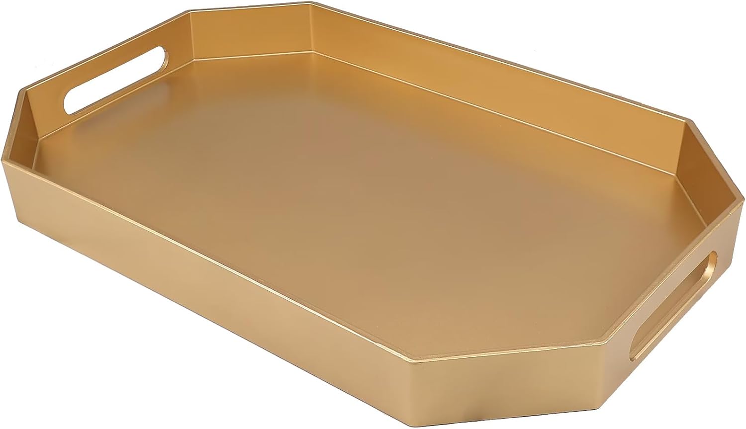 Gold Decorative Tray with Handles, Versatile Serving Tray for Coffee Table, Ottoman, Ideal for Serving, Displaying, Organizing, 15.7"*10.2"*1.57"