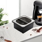 Coffee Knock Box, Stainless Steel Coffee Espresso Knock Box Coffee Grounds Bin with Noise Reduction Rubber Ring, Barista Espresso Machine Accessories (Large)