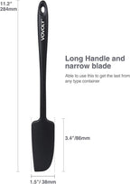 Silicone Jar Spatula, Small Rubber Scraper, Spatulas Silicone Heat Resistant, Seamless,Non StIck Cookware 11.2 Inch, Black.