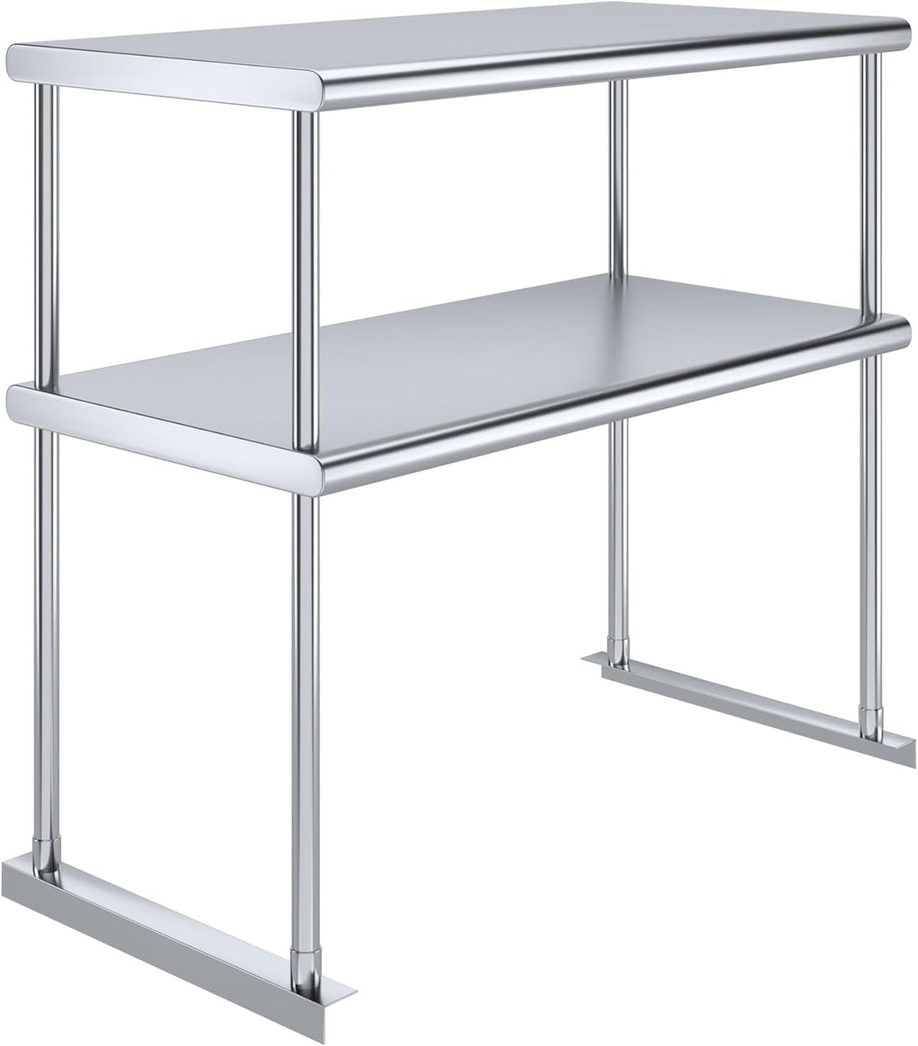 NSF Certified 18 Gauge Heavy Duty Stainless Steel Double overshelf with Brackets for Kitchens, Utility Rooms, Storage, Offices & Home