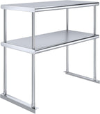 NSF Certified 18 Gauge Heavy Duty Stainless Steel Double overshelf with Brackets for Kitchens, Utility Rooms, Storage, Offices & Home