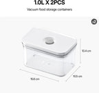Premium Airtight Food Storage Containers, Rectangular 2PC(1.06qt), Smart One-Click Seal Lid, No Hinges, Patented Double Silicone Lining, 100% Leak Proof, BPA-FREE, Dishwasher, Microwave Safe