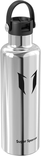 Super Sparrow Insulated Water Bottle - 17 Oz / 25 Oz / 32 Oz - Standard Mouth FlipFlow Flask - BPA Free, Leak Proof Drink Bottle- Ergonomic Straw Water Bottles for Work, Gym, Travel, Sports