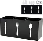 Silverware Organizer Countertop,Acrylic Small Silverware Caddy for Countertop,Knife Fork and Spoon Organizer for Kitchen Storage,Cabinet and Dining Room(Black)