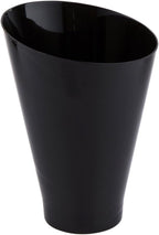 Restaurantware 7 Ounce Plastic Glasses 100 Round Incline Shooter Cups- Disposable Sturdy Black Plastic Round Bowls Unique Design For Soups Appetizers Or Desserts