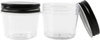 Novelinks 4 Ounce Plastic Jars with Black Lids - Refillable Round Clear Containers for Kitchen & Household Storage - BPA Free (40 Pack)