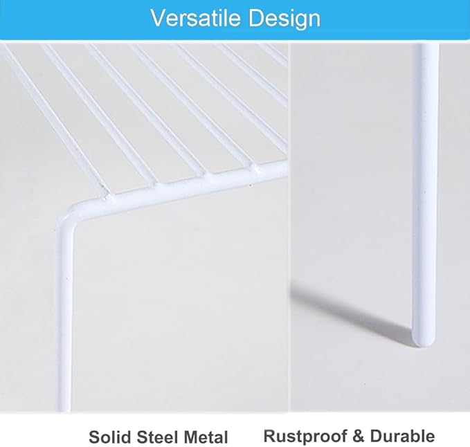 iPEGTOP Set of 6 Kitchen Cabinet Shelf Organizer, Medium (13 x 9.4 Inch) Bathroom Cabinet Organization Wire Shelf Rack, Rustproof Storage Space Saver Shelves for Countertops Pantries Utensils -White