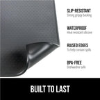 GORILLA GRIP Silicone Coffee Mat, 15x23, Espresso Drink Bar Station Accessories, Use Under Machine, Waterproof Heat Resistant Multi-Use Dish Drying Mats, Stays in Place, Kitchen Home Decor, Black