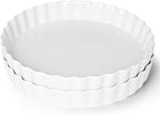 ONTUBE Pie Pans 11 Inches Ceramic Quiche Pans, Round Pie Tins for Baking,Oven Safe, Set of 2 (White)