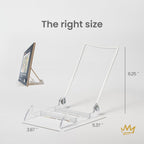 KINGDOM SOLUTIONS MADE IN USA 12-Pack Adjustable Acrylic Easels - Plate Stand - Sturdy Book Stand for Art, Pictures, Plates, Frames - Unique on the Market