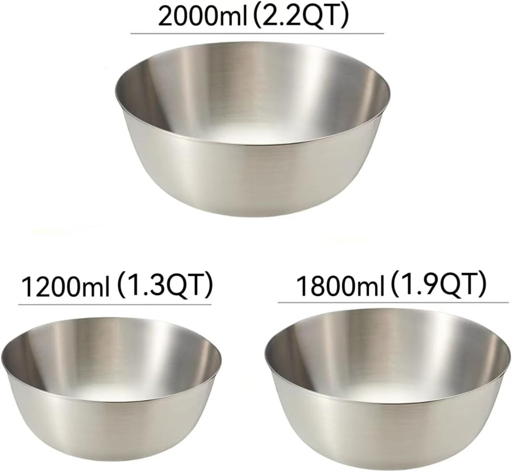 MANHONGYU Stainless Steel Mixing Bowls-3 Packs Thicker Stainless Steel Mixing Bowls Set- Nesting Bowls for Space Saving Storage, Great for Cooking, Baking, Prepping