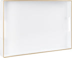 MAONAME White Decorative Tray for Coffee Table, Modern Serving Tray with Handles, Plastic Rectangular Tea Tray for Ottoman, Bathroom Decor, 15.8” X 10.2” x1.4
