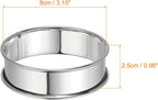HARFINGTON 4pcs Crumpet Rings 3.15" Nonstick Round Cake Ring Stainless Steel Double Rolled English Pastry Rings for Kitchen Baking Crumpet Dessert, Silver
