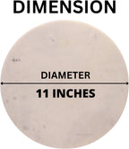 Multi-Purpose Round Shape Marble Cheese Tray | Cutting Board. Solid Large White With Non-Slip Feet For Stability & Scratch Protection. Easy To Clean,Trivet,White (11x11x0.5 Inches)