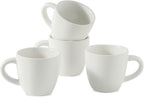 Hasense 7 Ounce Cappuccino Cups Set of 4 Perfect for Latte, Americano, Cafe Mocha and Tea, Ceramic Coffee Cups Ideal for Party Cafe Home and Kitchen, Microwave and Dishwasher safe, White