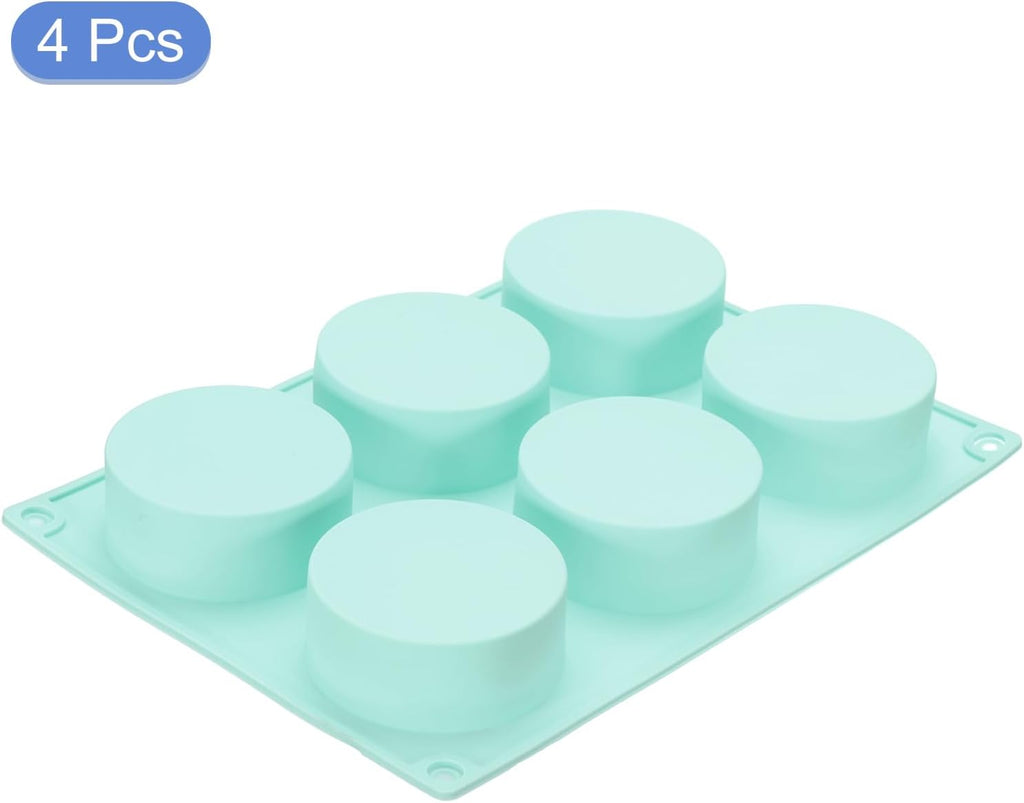 uxcell 4pcs Silicone Muffins Pan, 6 Cup Silicone Cupcake Pan Nonstick Baking Tray for Muffins, Cupcakes, Dishwasher Safe, Green