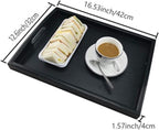 DILLMAN Serving Tray Large Black Wood Rectangle Food Tray Butler Tray Breakfast Tray with Handles (Medium)