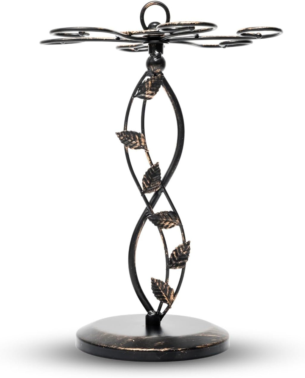 Wine Glass Rack – Elegant and Vintage-Inspired Wine Glass Holder for 6 Tall Glasses – Beautiful Leaf Design Wine Racks Countertop – Durable Metal Wine Glass Storage Rack – 9.5 x 9.5 x 13-inch
