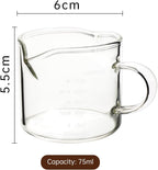 2 Pack Double Spouts Measuring Triple Pitcher Milk Cup 75ML Espresso Shot Glasses Parts Clear Glass