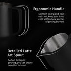 watchget Milk Frothing Pitcher 250ml/8oz Stainless Steel Espresso Steaming Pitcher Milk Coffee Cappuccino Latte Art Barista Steam Pitcher Milk Frothing Jug, Black