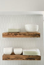 Modern Timber Craft Reclaimed Wood Wall Shelf | Solid Rustic American Barnwood with Floating Shelf Brackets | 2.75" Thickness | 18" L x 5" D, Rustic Original - Unfinished