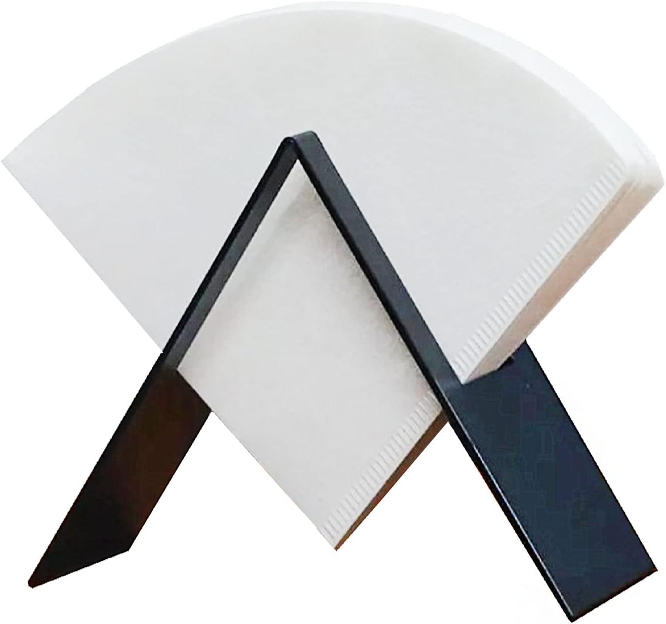 MIAO JIN Coffee Filter Paper Holder,Stainless Steel Coffee Paper Storage Container Dispenser Rack Coffee Filter Stand (Black)