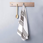 Urban Villa Kitchen Towels 100% Cotton Dish Towels for Kitchen (Set of 3) 20”x30” Dish Cloths Highly Absorbent Kitchen Linen Set with Hanging Loop Perfect for Drying Dishes Cleaning Towels-Grey White