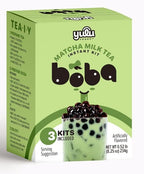 Matcha Latte Instant Bubble Pearl Matcha Milk Tea Kit with Authentic Brown Sugar Tapioca Pearls, Ready in Under One Minute, Paper Straws Included – 3 Servings Yulu Foods