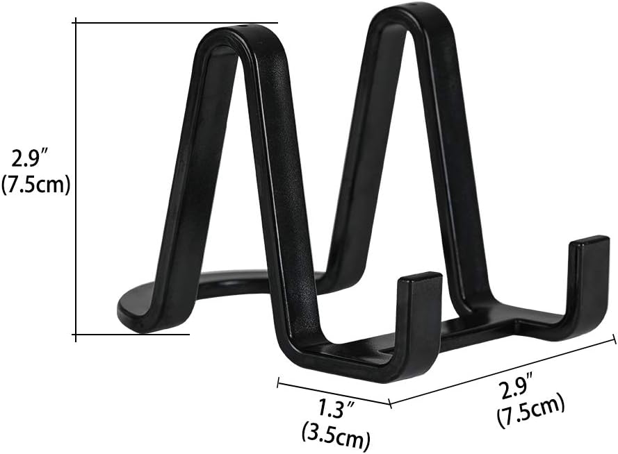 Plate Stands for Display - Plastic Easel Stand Plate Holder Display Stand Picture Frame Stand for Pictures | Photo|Decorative Plate |Dish | Tabletop Art - 3 inch-Black