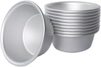 Aluminum Alloy Tart Pan, 3 Inch Cute Flan Mold, 10 Pieces Egg Tart Molds for Baking Pastel de Nata, Pie, Tartlet, Popover - Silver Tin