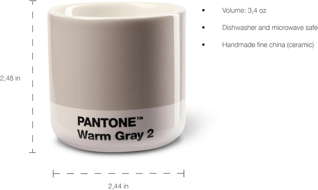 Copenhagen Design Pantone Macchiato Cup - Coffee, Latte, Macchiato Mug - 3.34oz/100ml, Warm Grey 2