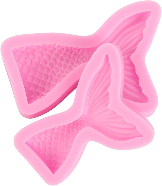 Silicone Mermaid Tail Mold Baking Cake Decoration Jelly Sugar Craft Chocolate Fondant Gumpaste Pastry Clay Candy Making Ice Cube Tray Fimo Soap Molds Large and Small Set of 2