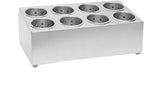 DYNAMI 8-Compartment Stainless Steel Utensil Holder,Commercial Perforated Silverware Holder,Cylinder Silverware Utensil Holder Flatware Organizer Countertop,for Restaurant Kitchen(8-Compartment)