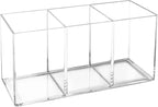 Acrylic Cutlery Organizer, 3-Sectio Clear Plastic Utensil Storage Caddy for Kitchen Countertop, Holds Forks, Knives & Spoons (1 Pcs, 7.1 x 2.6 x 3.5 in)
