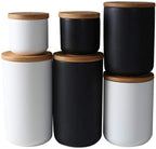 jessie Ceramic Storage Containers with Airtight Seal Bamboo Lids Kitchen Canisters for Tea Spice Seasoning Sugar Coffee (black, 1000ml/34 oz)