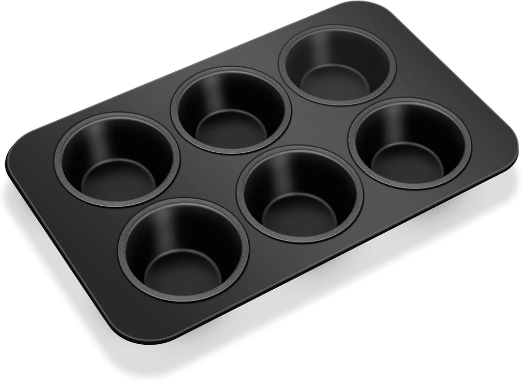 TeamFar Muffin Pan, 6 Cup Muffin Tin Cupcake Pan Tray with Nonstick Coating and Stainless Steel Core, for Home/Kitchen Baking, Healthy & Heatproof, Release Easily & Easy Clean